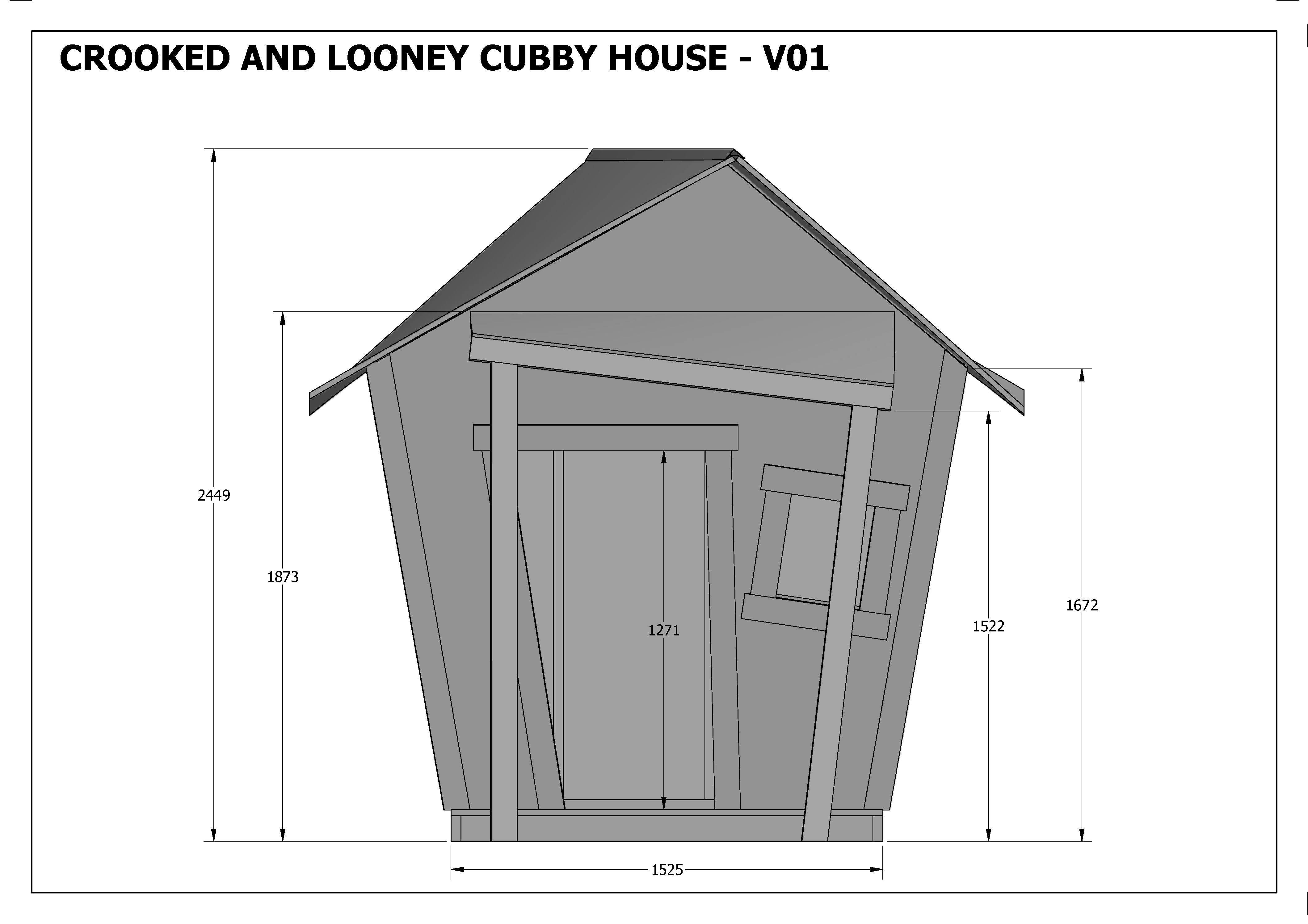 CROOKED CUBBY HOUSE PLAY HOUSE V05 (Building Plans) LOONEY TUNES